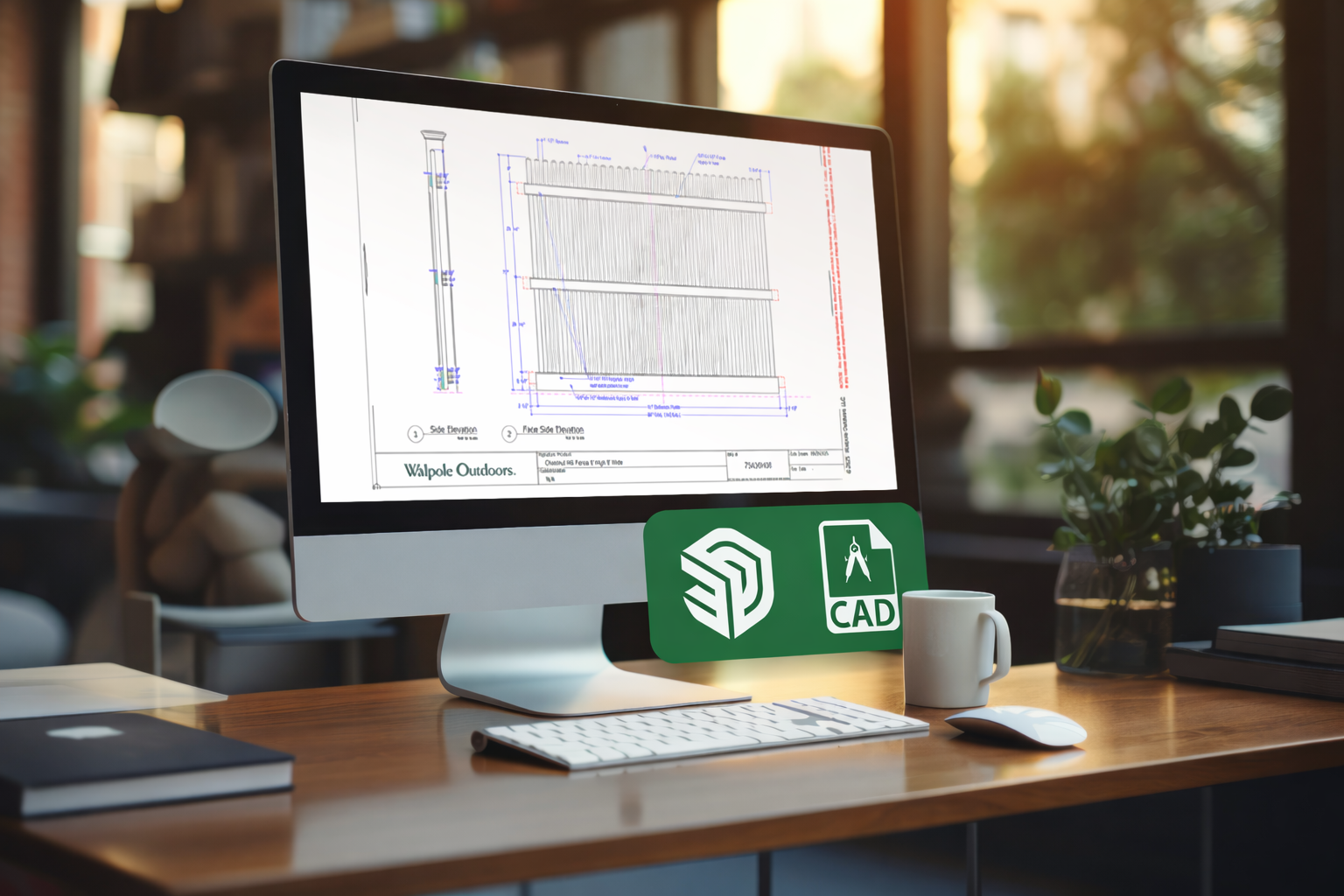 Laptop with CAD drawing